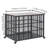 42" Heavy Duty Dog Crate for Large Medium Dogs, Furniture Style cage with 4 Lockable Wheels and 2 Locks