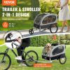 VEVOR Dog Bike Trailer, Supports up to 88 lbs, 2-in-1 Pet Stroller Cart Bicycle Carrier, Easy Folding Cart Frame with Quick Release Wheels