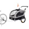 VEVOR Dog Bike Trailer, Supports up to 88 lbs, 2-in-1 Pet Stroller Cart Bicycle Carrier, Easy Folding Cart Frame with Quick Release Wheels