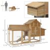 PawHut 59" Small Wooden Chicken coop Hen House Poultry Cage for Outdoor Backyard with 2 Doors, Nesting Box and Removable Tray, Natural Wood