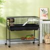 PawHut Two-Story Small Animal Cage Removable from Stand, Guinea Pig Cage, Hedgehog Cage, Chinchilla Cage, Ferret, with Shelf & Wheels, Pet Habitat