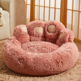 Kennel Warm Medium Large Dog Corgi Golden Retriever Bed Fleece-lined Sofa Mattress (Option: Pink-2XL Diameter 90cm)